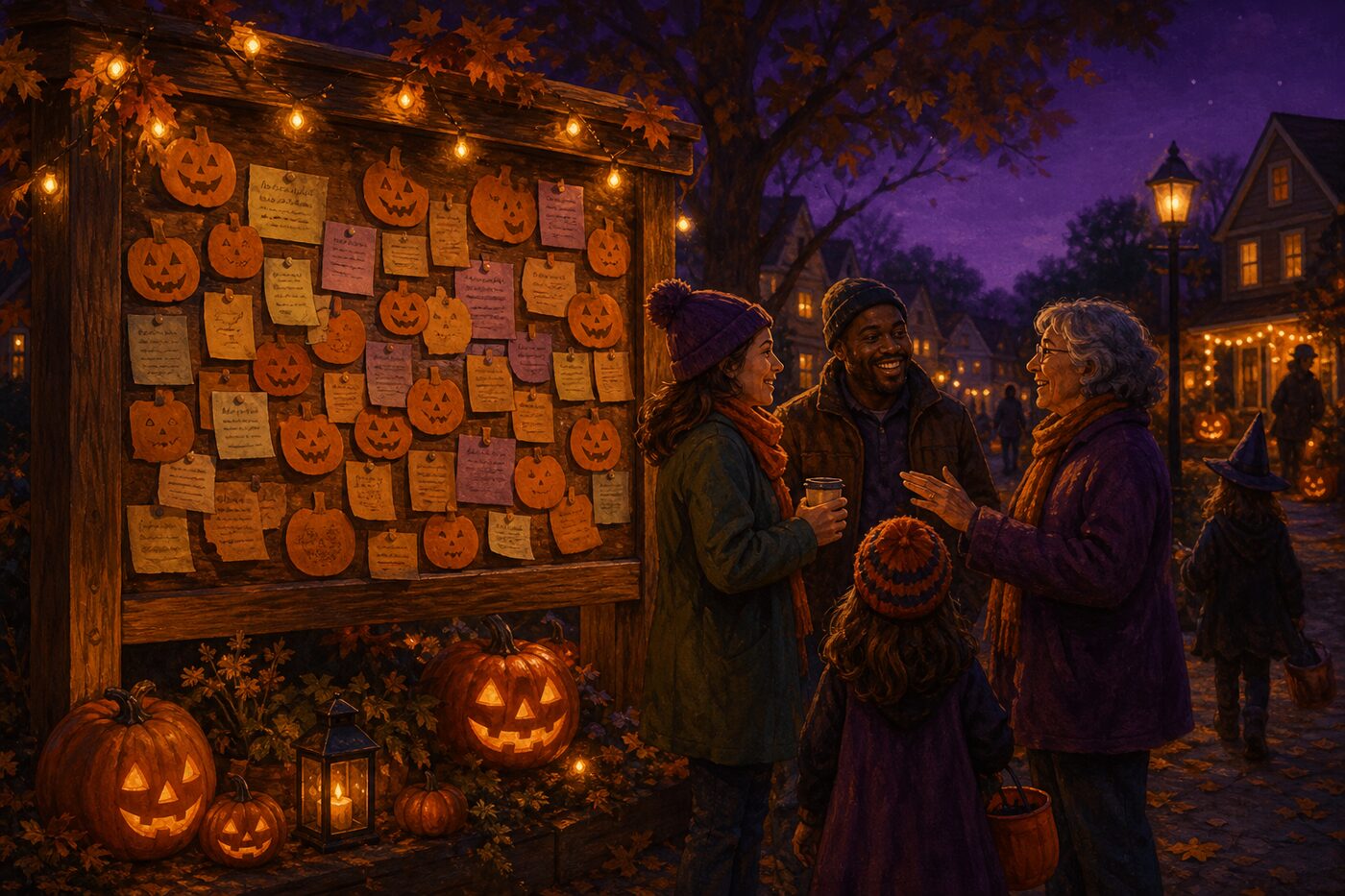 Közösségi üzenőfal Halloween-éjszakán a környékbelieknek